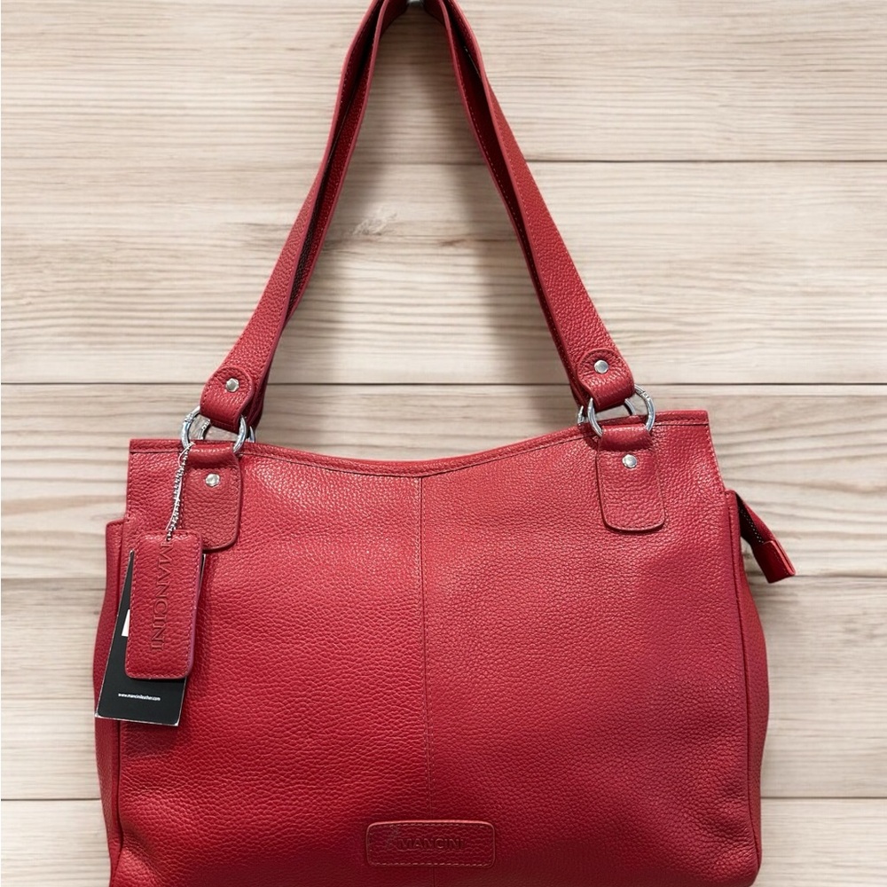 Mancini Red Leather Shoulder Bag
